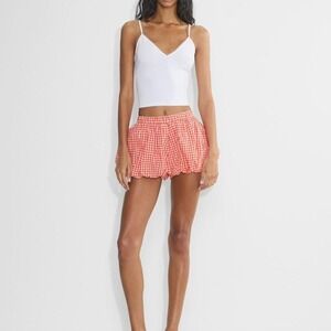 Aritzia Sunday Best Souffle Poplin Short Red and White Gingham large